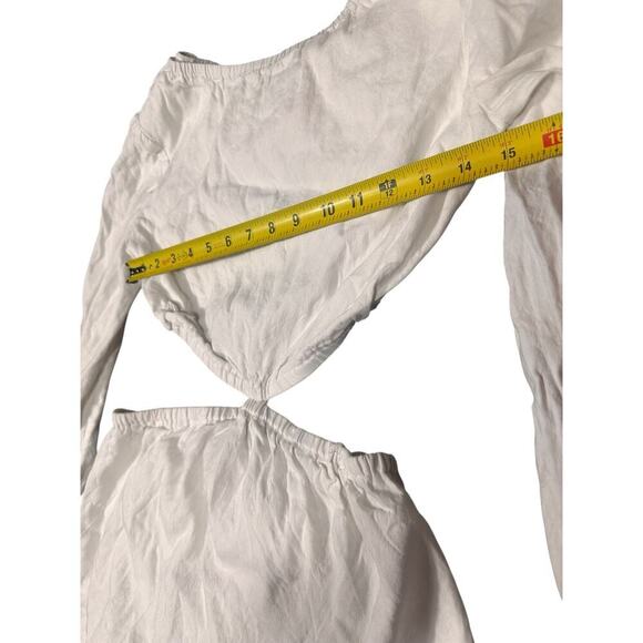 NEW- NWOTGianni Bini White Linen Blend Long Sleeve Mini Dress Size 4 - Picture 4 of 7